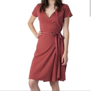 Pact Apparel Brink Red Organic Cotton Wrap Dress